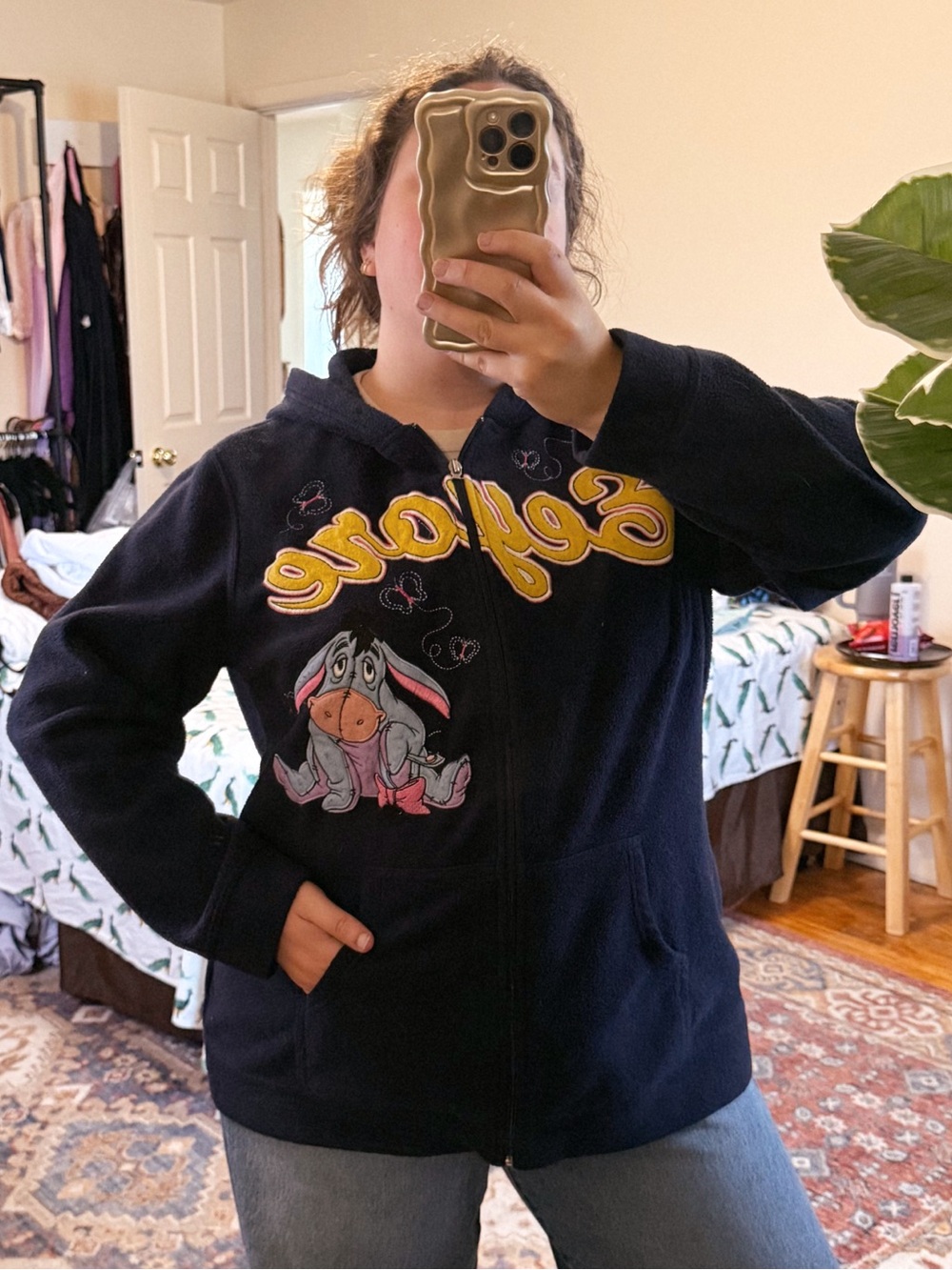 Disney Eeyore navy blue zip up sweatshirt